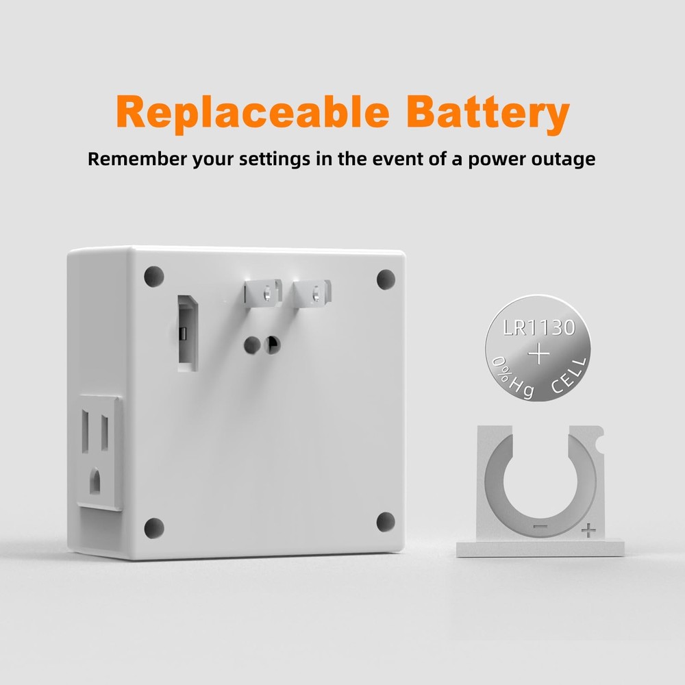 Tiffcofio Indoor Digital Light Timer, 7 Day Programmable Plug in Outlet White