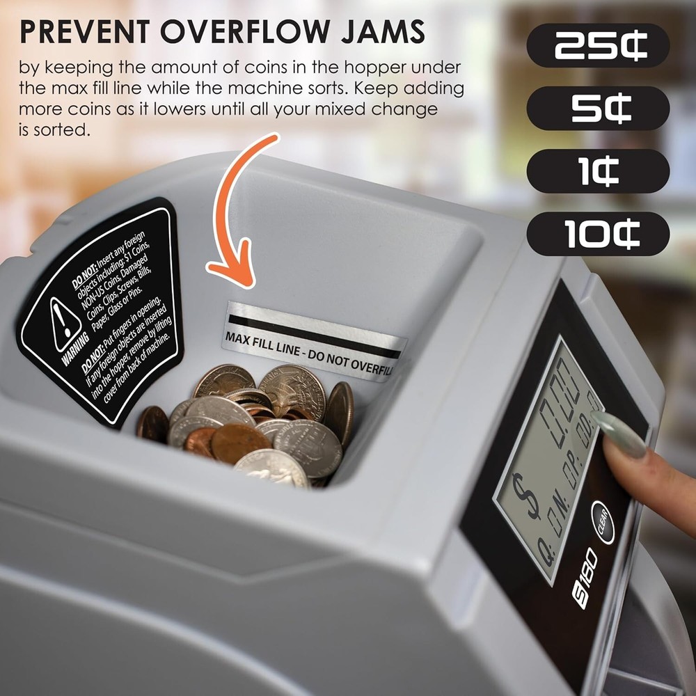 Digital Coin Counter, Sorter, Wrapper S180 Automatic Sorts and Counts