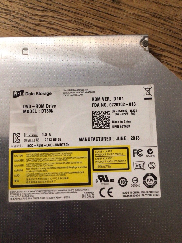 Dell Optiplex Genuine DVD-ROM Drive Model DT80N With Caddy