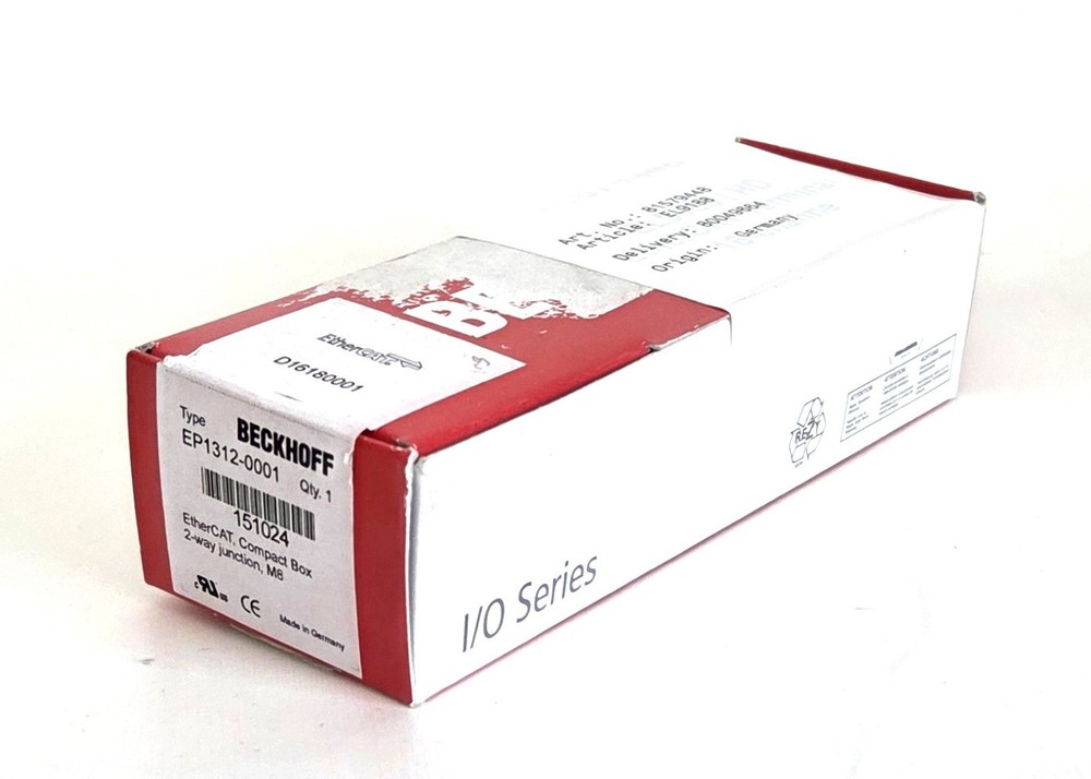 Beckhoff EP1312-0001 EtherCAT Compact Box 2-Way M8 NEW