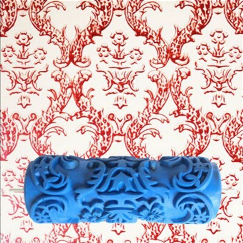 5inch Embossed Paint Roller Wall Texture Stencil Brush Floral Pattern Decoration