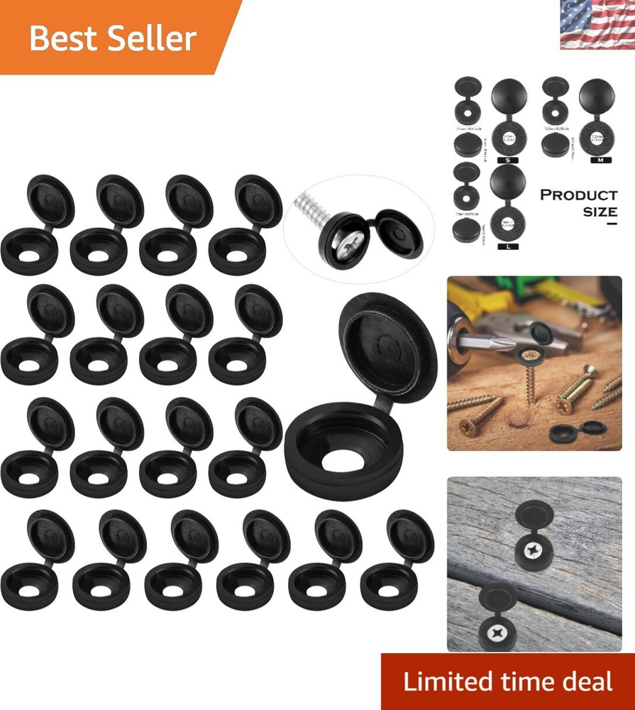 Versatile 100-Piece Black Hinged Screw Caps for Home, Office, and DIY Projects