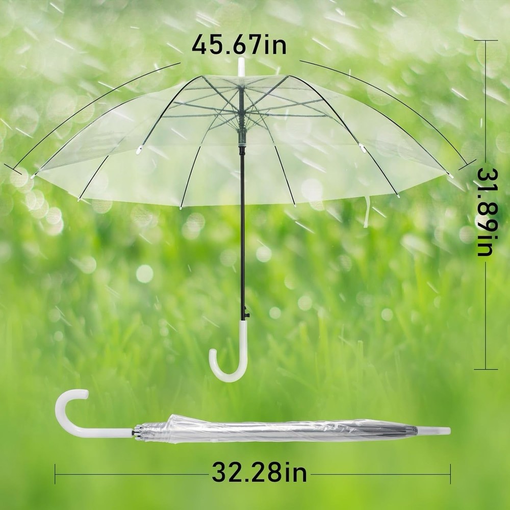 12 Pcs Wedding Umbrella Bulk,with J Hook Handle,Auto Open Stick Clear...