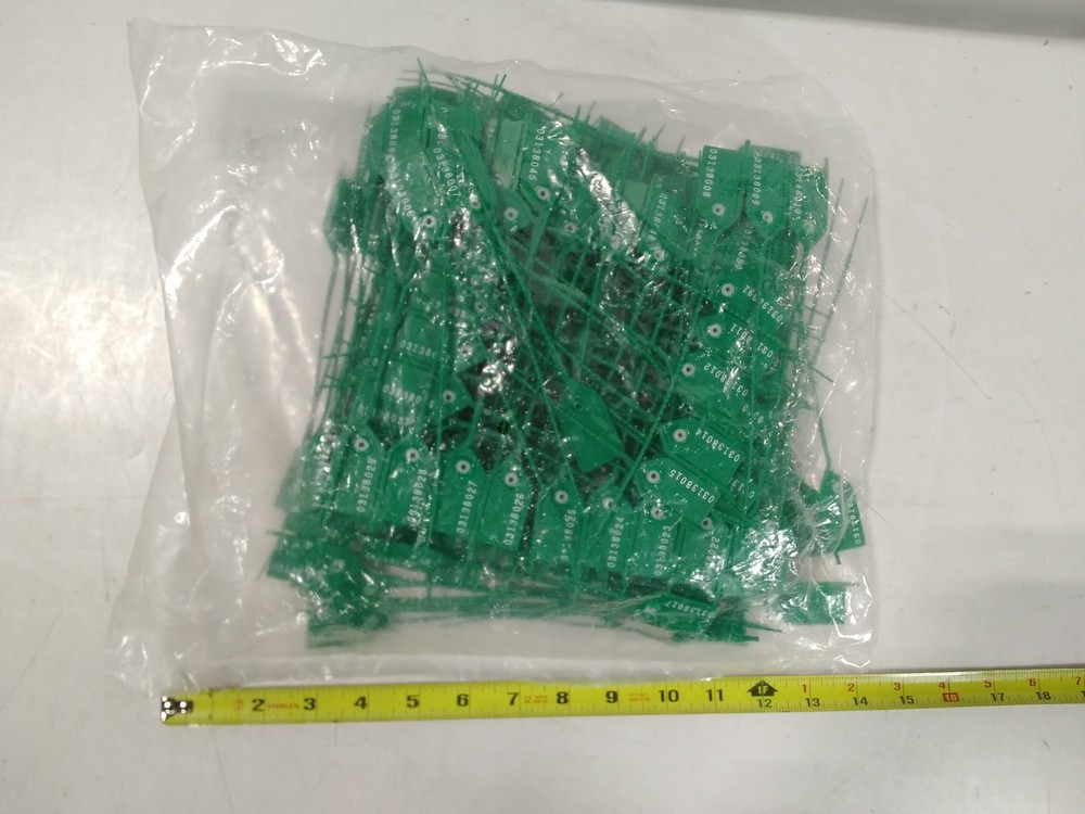 Cambridge 100 Green Numbered Security Seals Tamper Evident Plastic Seals