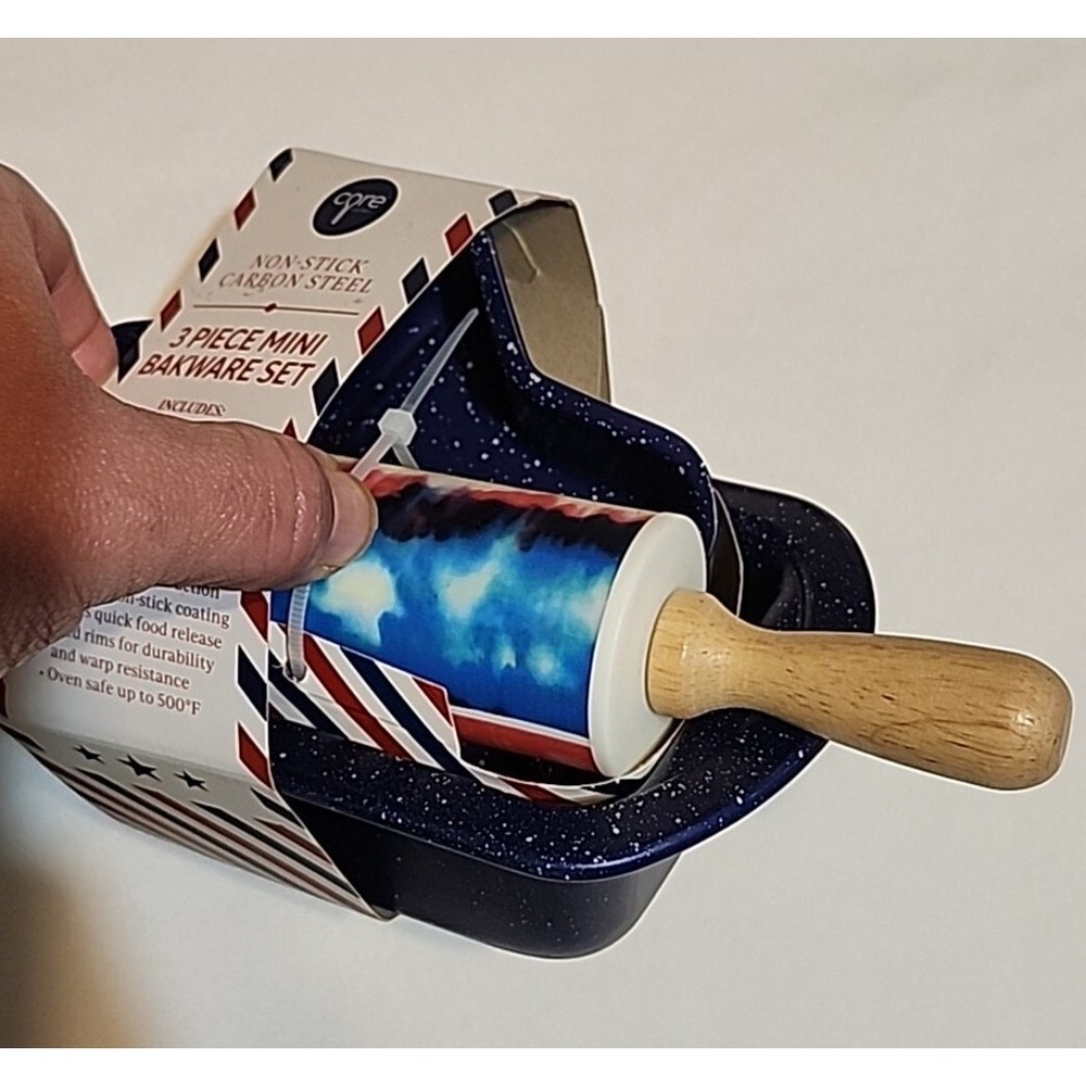 Core Kitchen 3 pc Mini Bakeware Set Loaf Pan Spring Form Pan Bamboo Rolling Pin