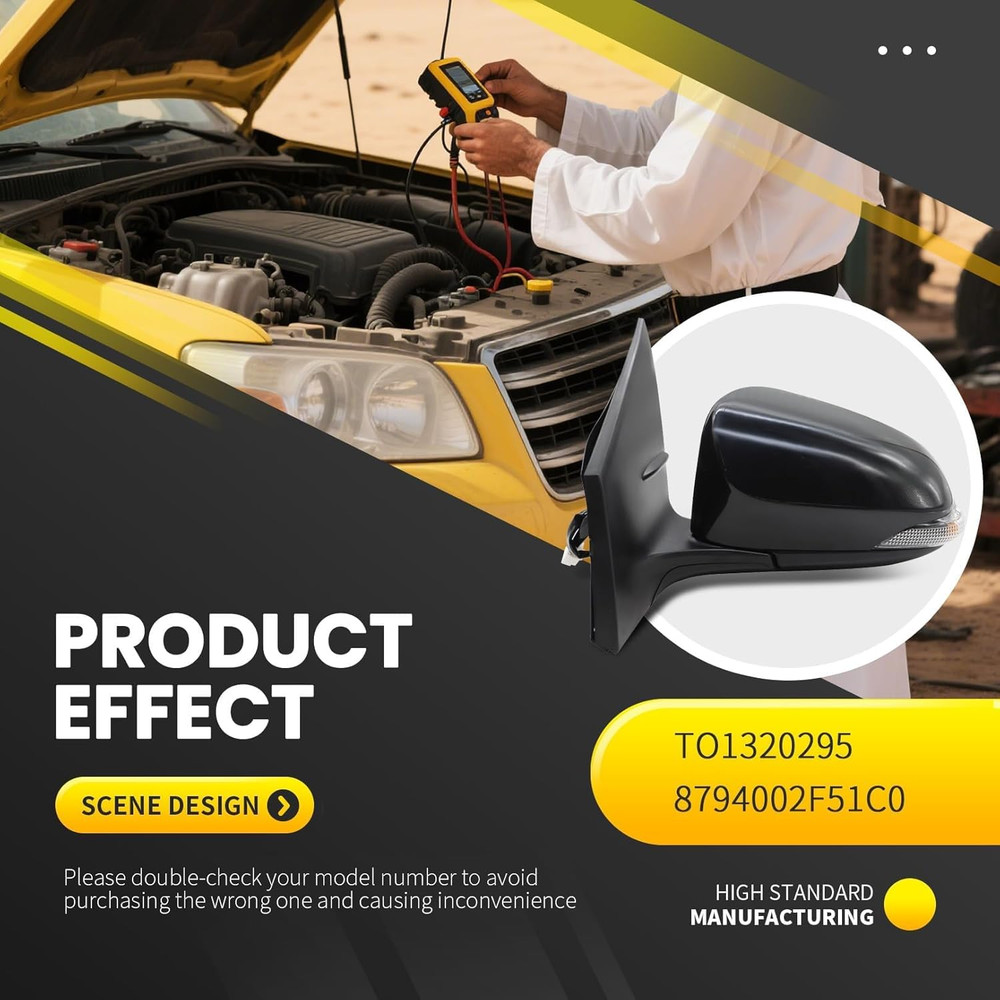Left Driver Side Mirror Assembly Compatible with Corolla 2014-2019 Power & Heate