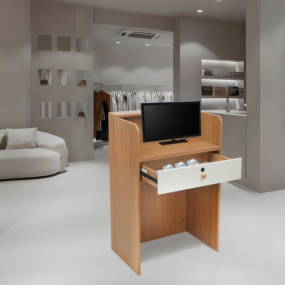 Rectangular Checkout Counter Reception Desk Modern Reception Desk with LED Light