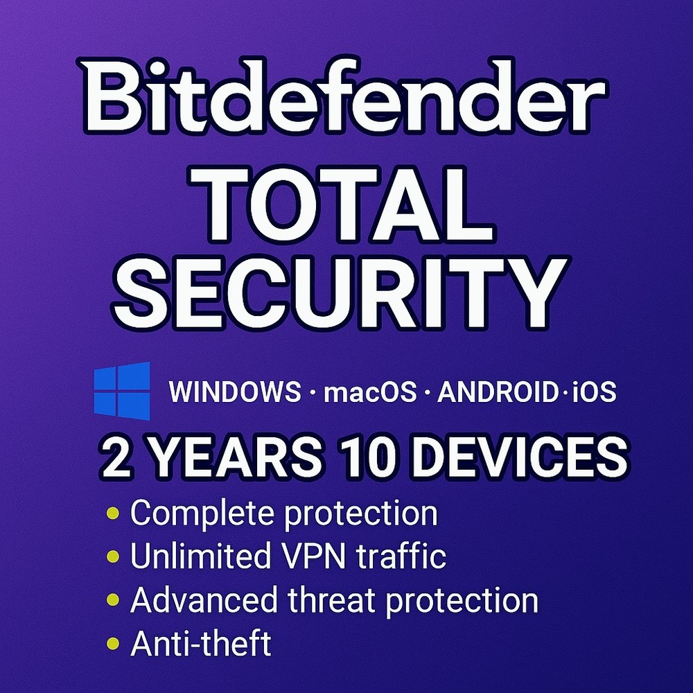 Bitdefender Total Security - 2 Years 10 Devices (Windows, MAC, Android)