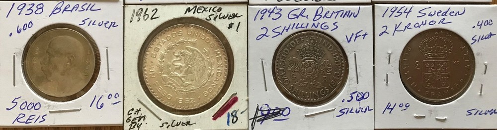 World Silver Coins. 10 total