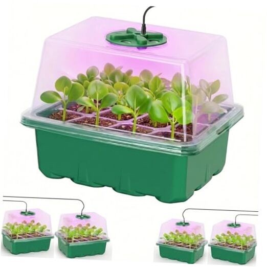 Seed Starter Kit with Grow Light, Elevated Seedling Tray Kit with Adjustable