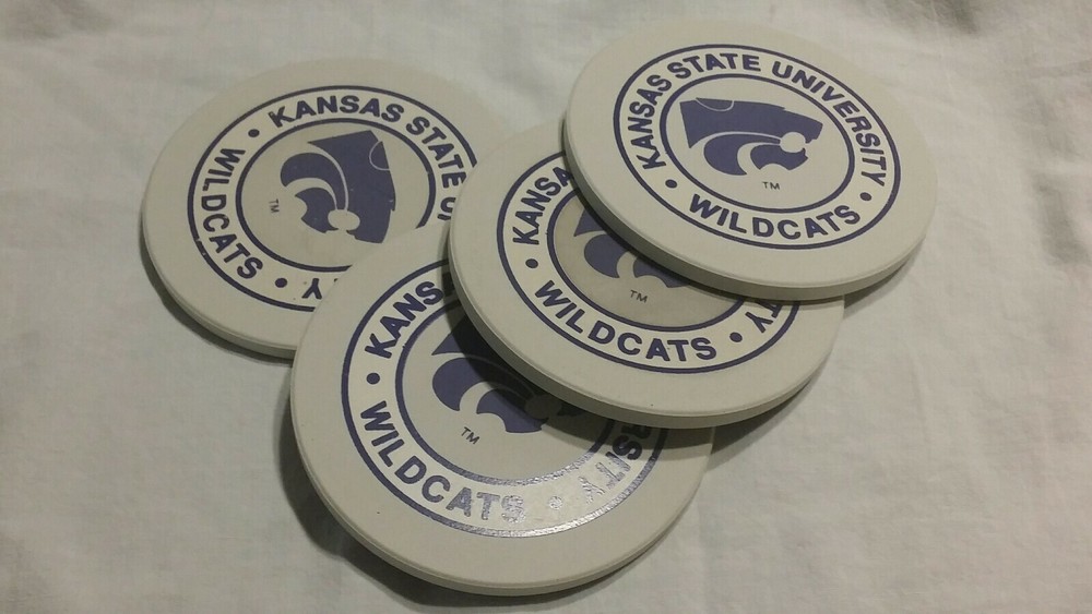 4 Kansas State University KSU Absorbant Sandstone Coasters