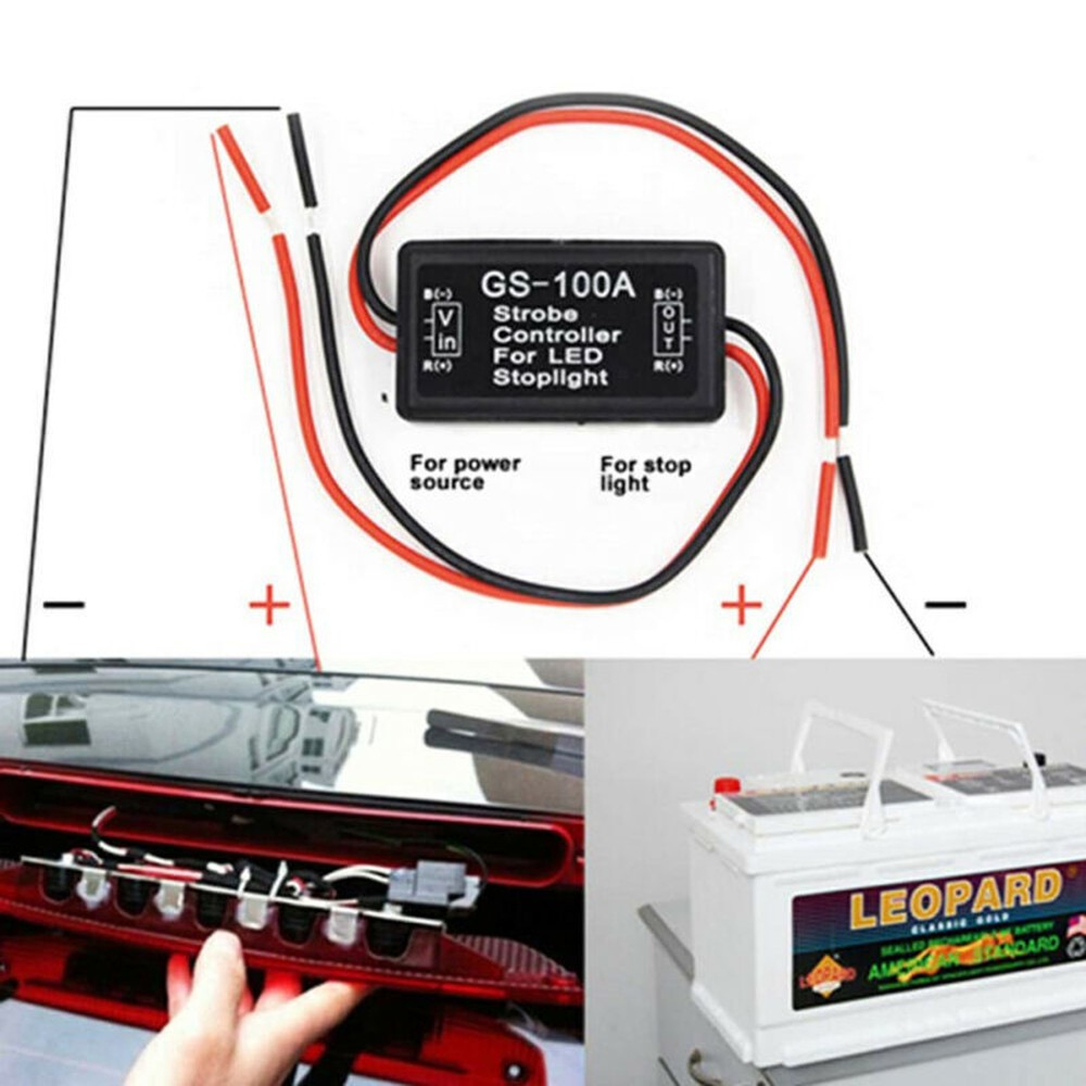 GS-100A Flash Strobe Controller Flasher Module Box For LED Brake Stop Light Lamp