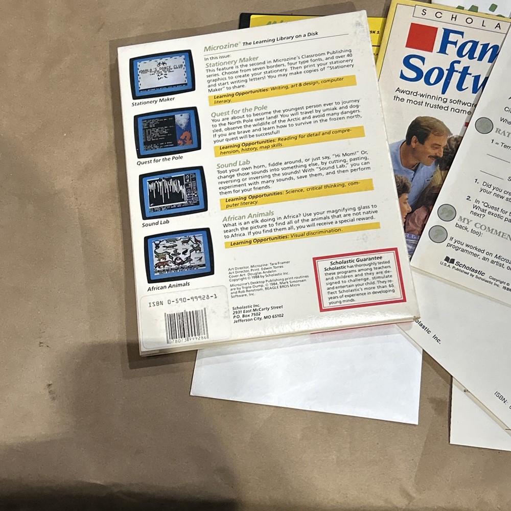 Scholastic Wizware Microzine Software 1988 classroom publishing series