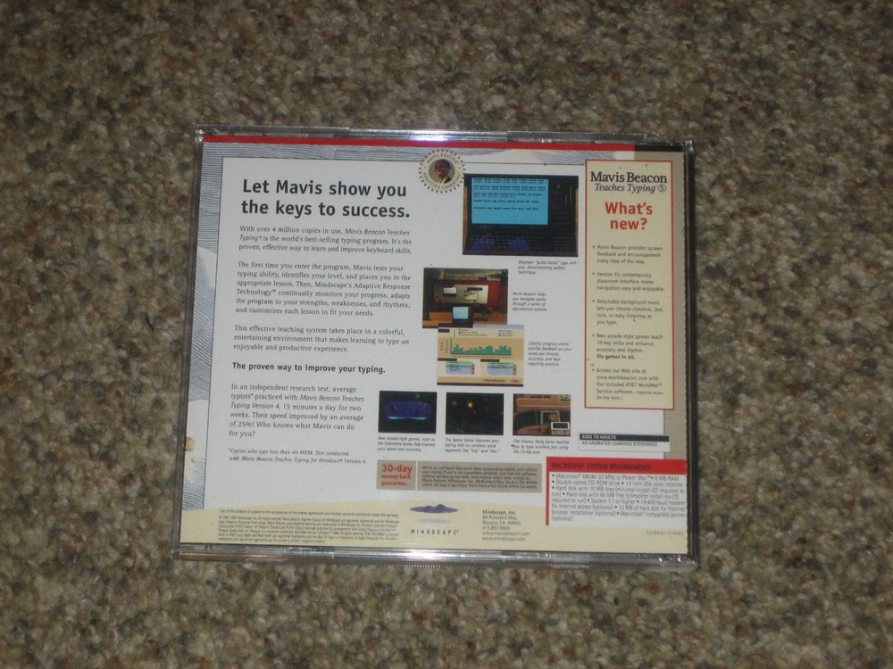 Mavis Beacon Teaches Typing Version 5 PC CD-ROM Mindscape 1996 FOR MACINTOSH