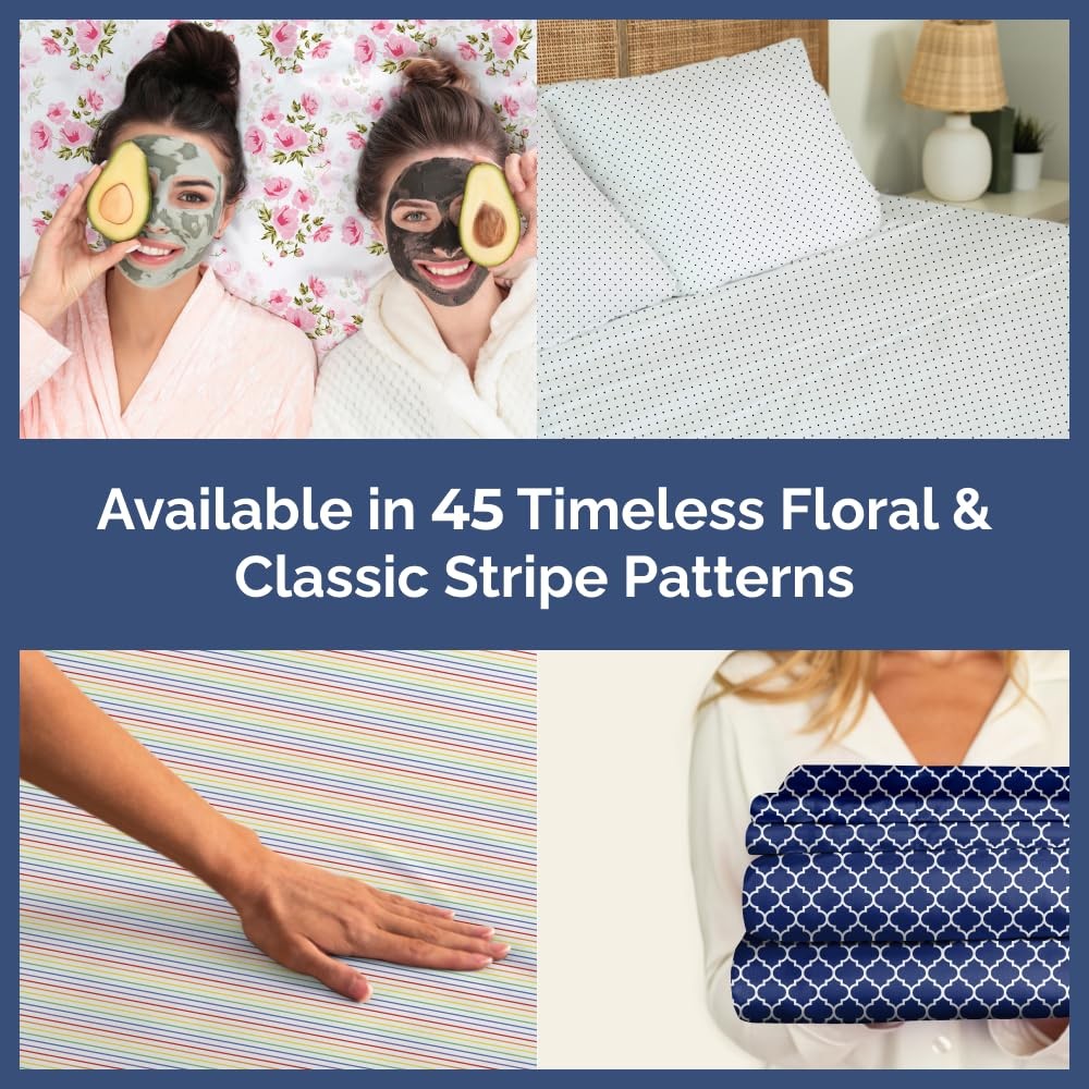 Blue Dot Pattern Sheets - 1 Flat & 1 Fitted Sheet & 2 Pillowcases w/ Deep Poc...