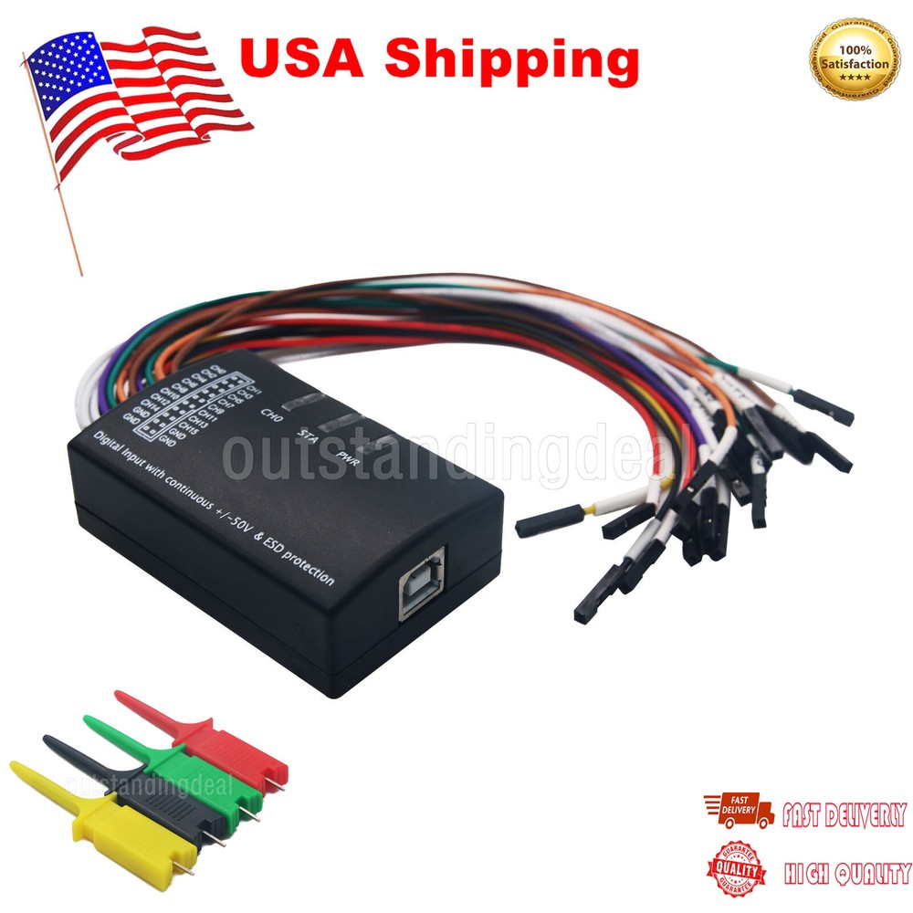Mini 16 Logic Analyzer USB 100M Max Sample Rate 16CH Version 1.1.34 US SHIP