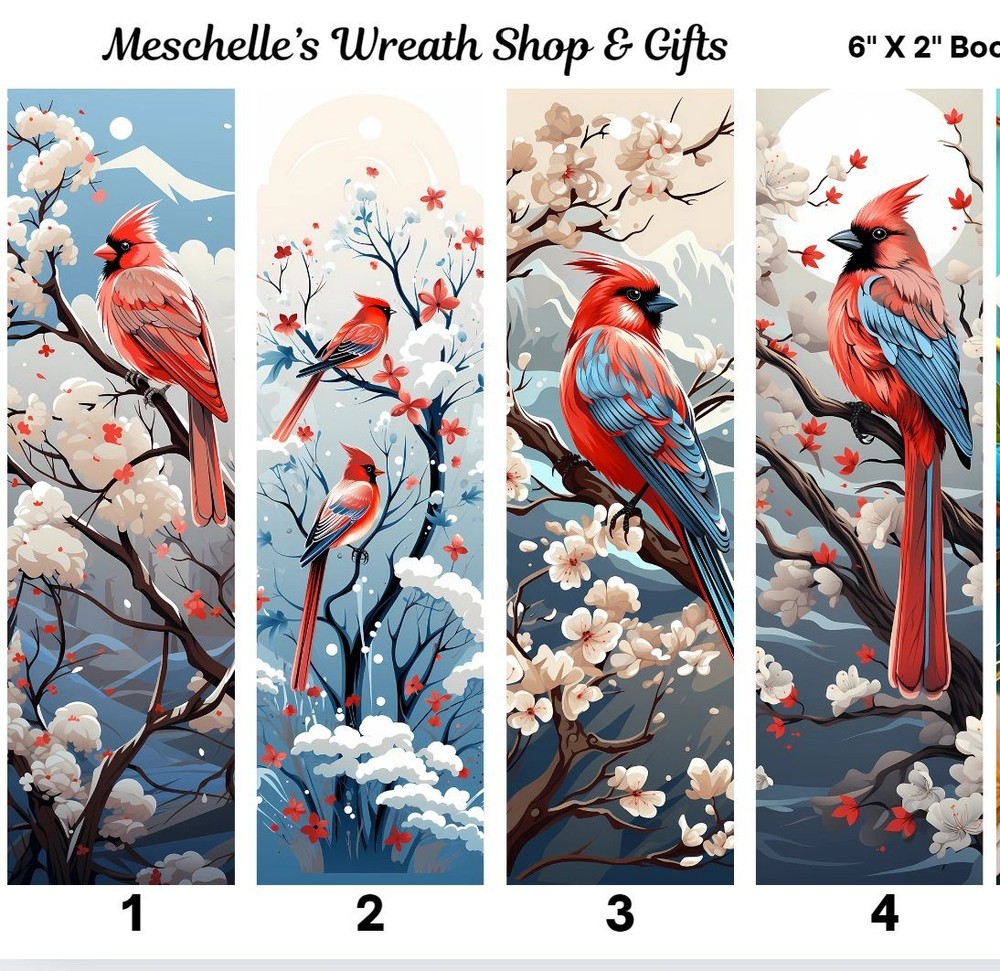 Winter Cardinals Themed Bookmarks