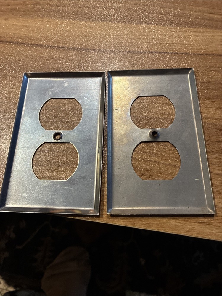 2 Vintage Deep Chrome Duplex Wall Plates