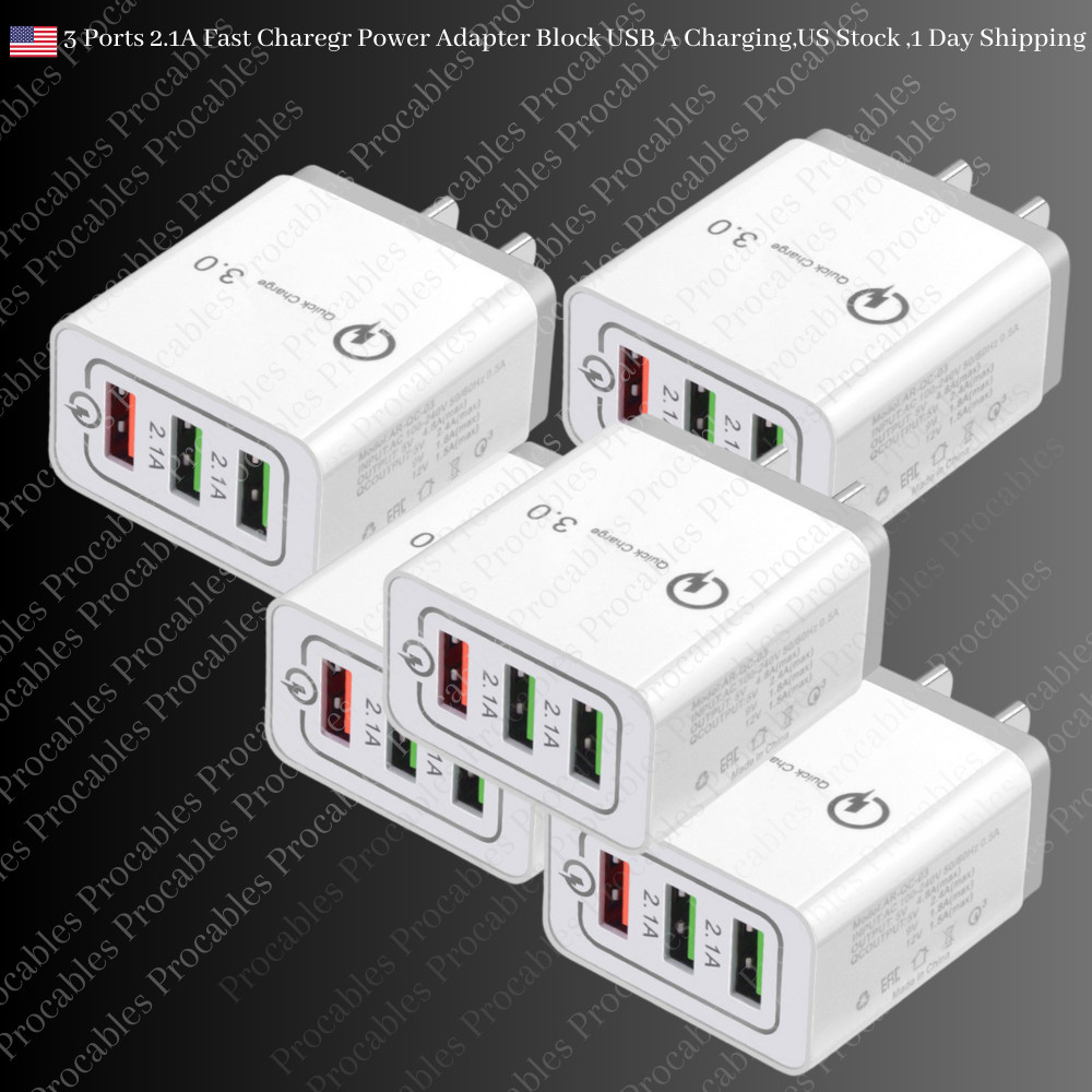 Bulk Lot USB QC 3.0 Quick Wall Charger Power Adapter US Block For iPhone Android