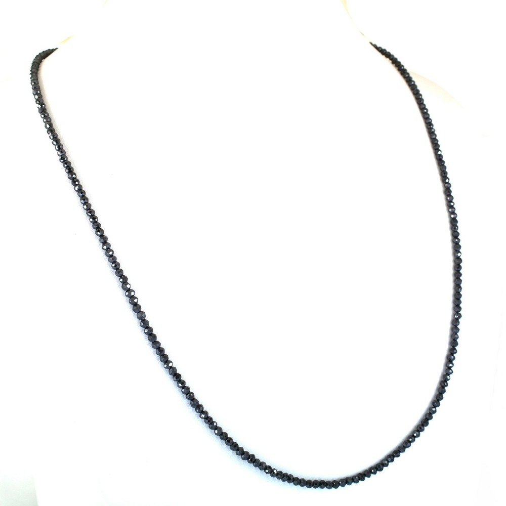 Certified 2mm Certified Black Diamond Necklace, excellent Cut & Luster !