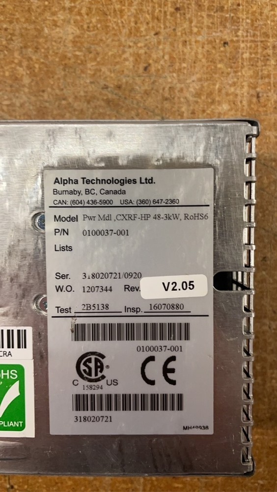 0100037-001 Alpha Technologies Cordex CXRF-HP 48-3KW Rectifier Power Module
