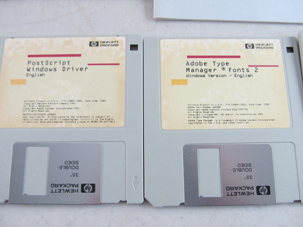 HP Post Script PCL5 Disks w/ Box, Manuals Vintage PC 1990s