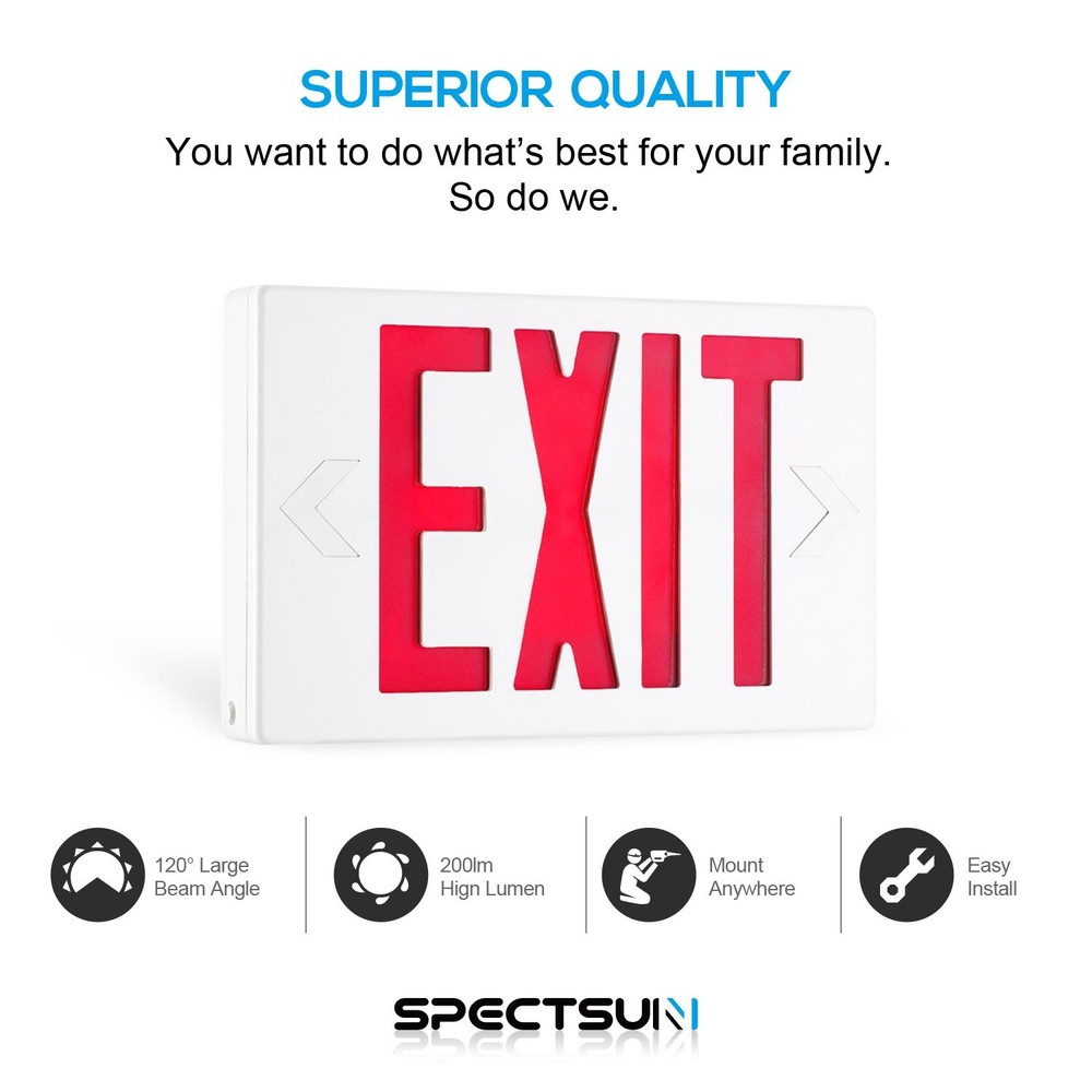 Spectsun 1 Pack LED Exit Sign, Emergency Exit Light with Battery Backup, Doub...