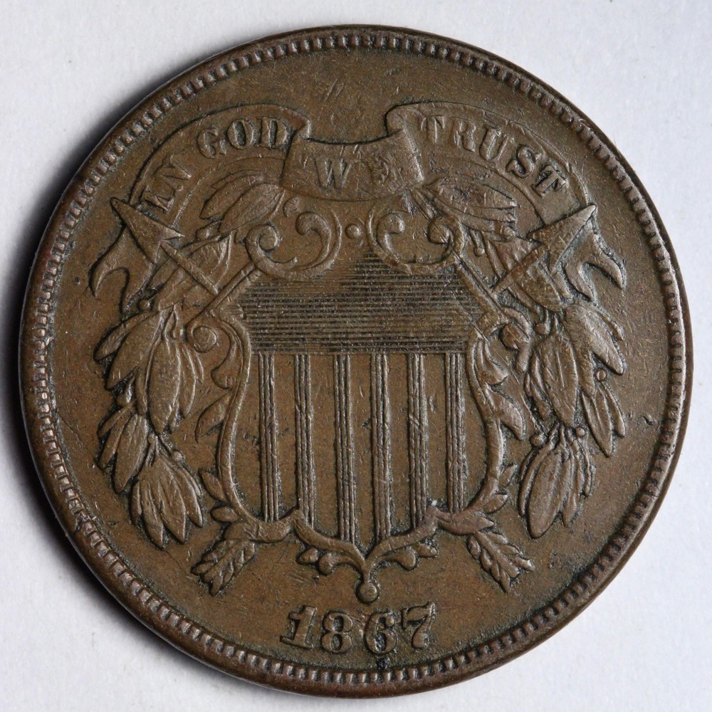 1867 Two Cent Piece AU E211 VXHJ