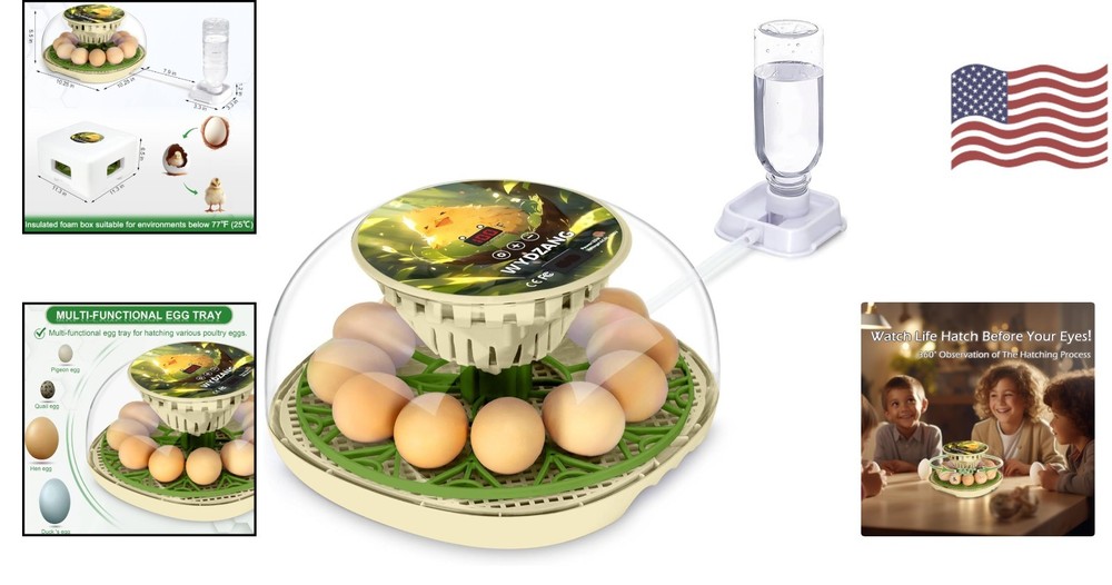 Multi-Function Egg Hatcher with Automatic Turner for Chicken, Duck & Quail Eggs