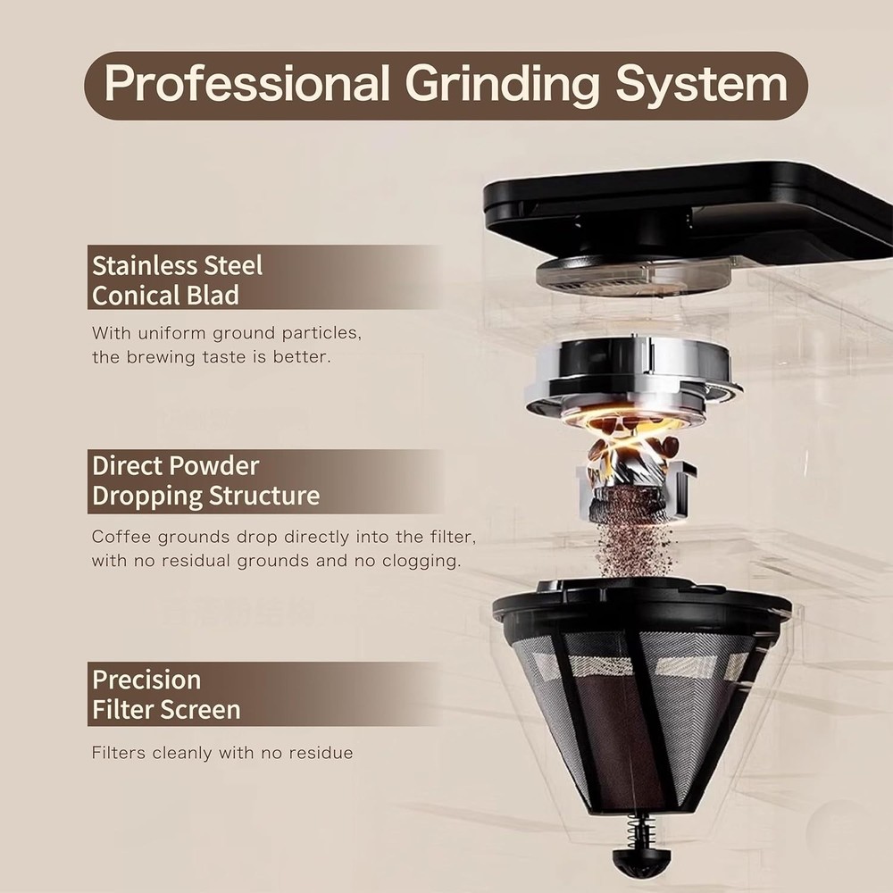 Programmable Coffee Maker with Built-In Grinder – Hot & Cold Brew Coffee Machine