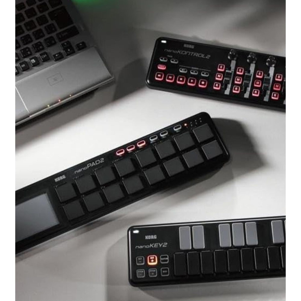 Korg NanoPAD2 J-08 Slim-Line USB MIDI Compact Pads Controller, Black
