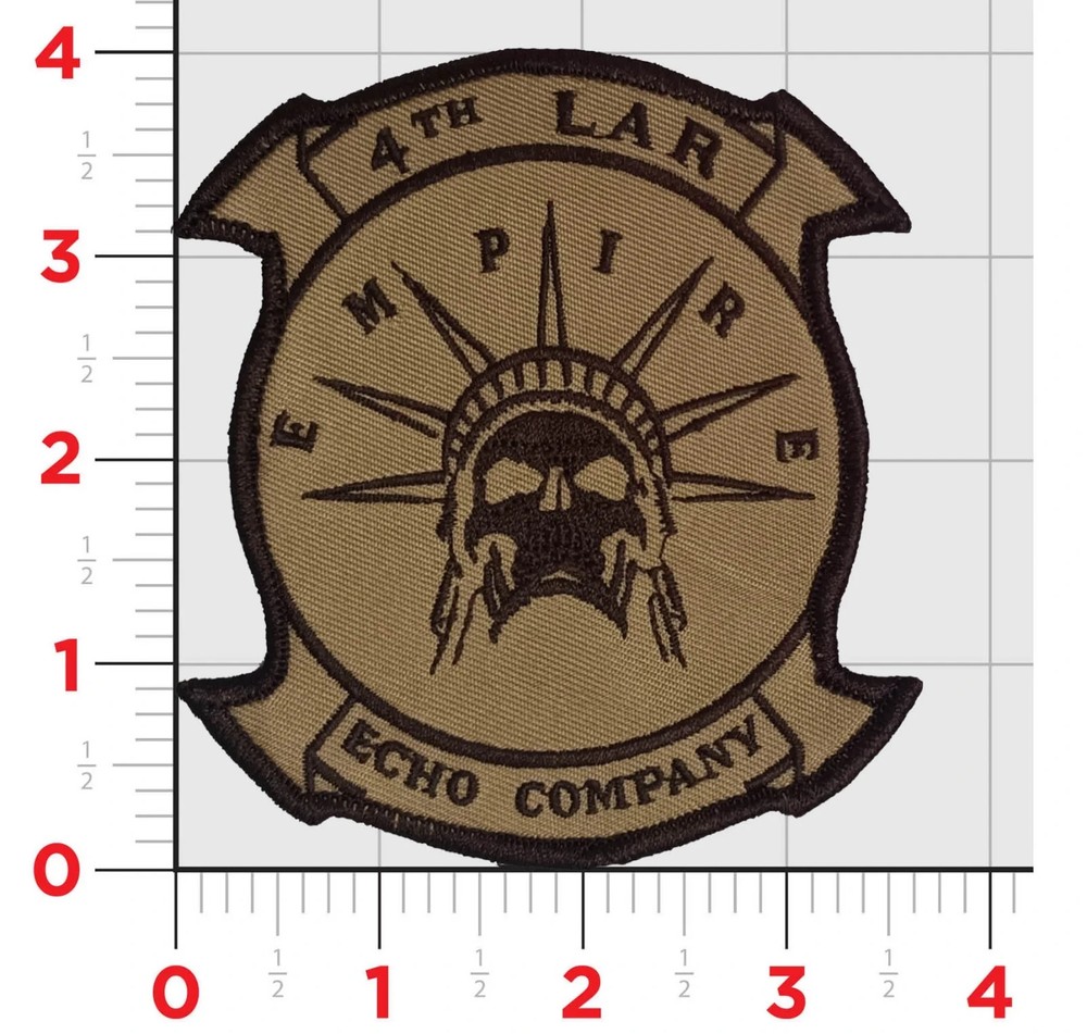 MARINE CORPS 4TH LAR ECHO COMPANY HOOK & LOOP DESERT TAN  EMBROIDERED PATCH