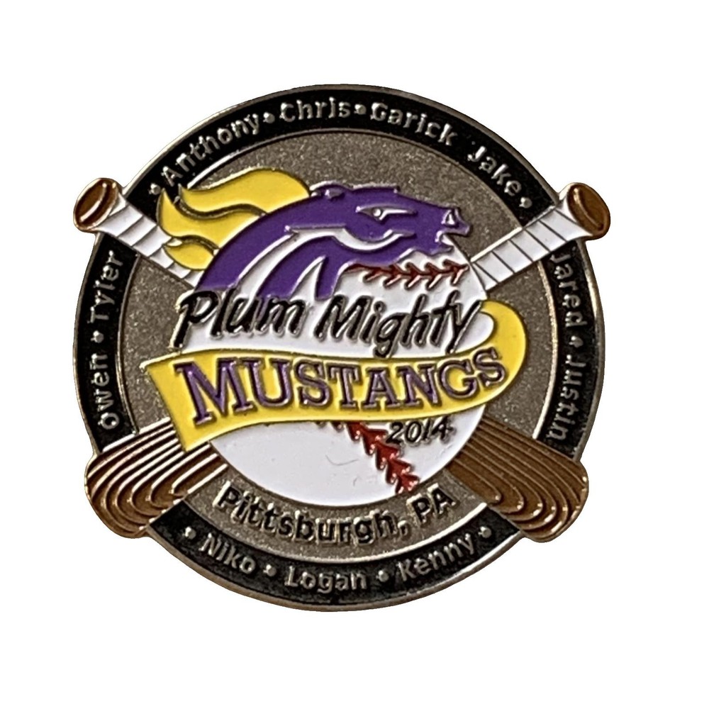 Plum Mighty Mustangs Pittsburgh PA 2014 Baseball Pin