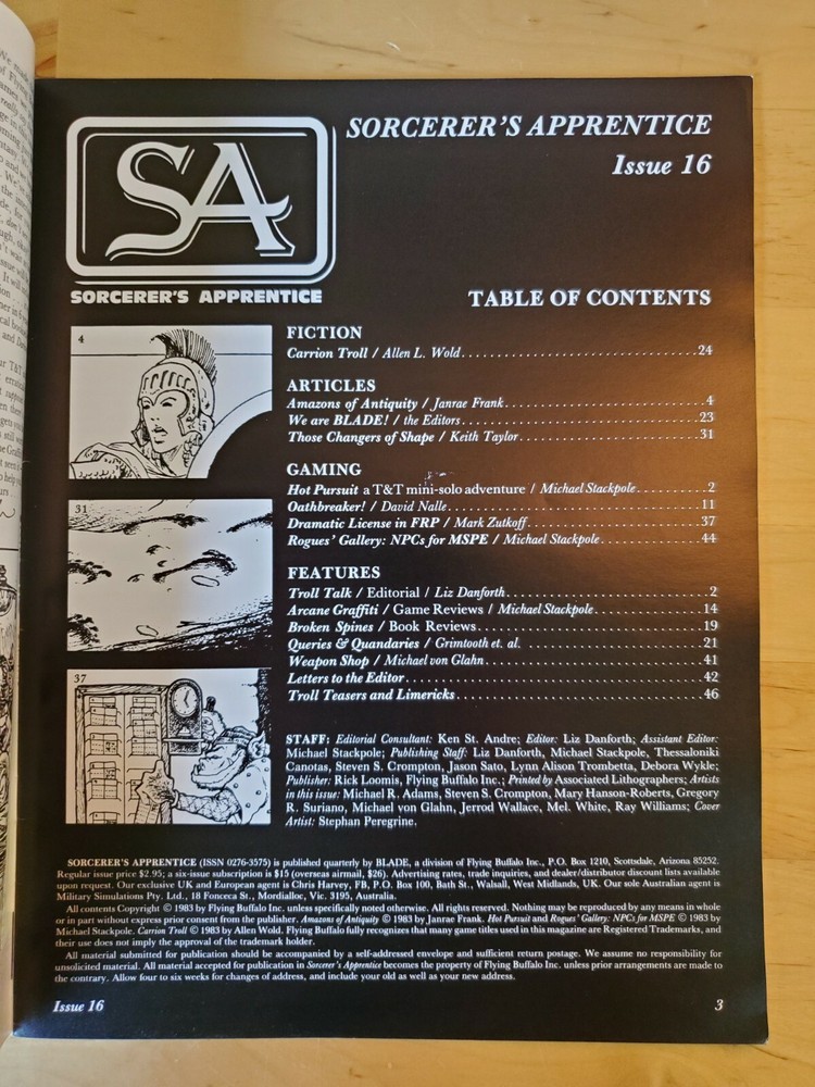 Sorcerer's Apprentice magazine Issue 16 1983 Stackpole TnT T&T BLADE