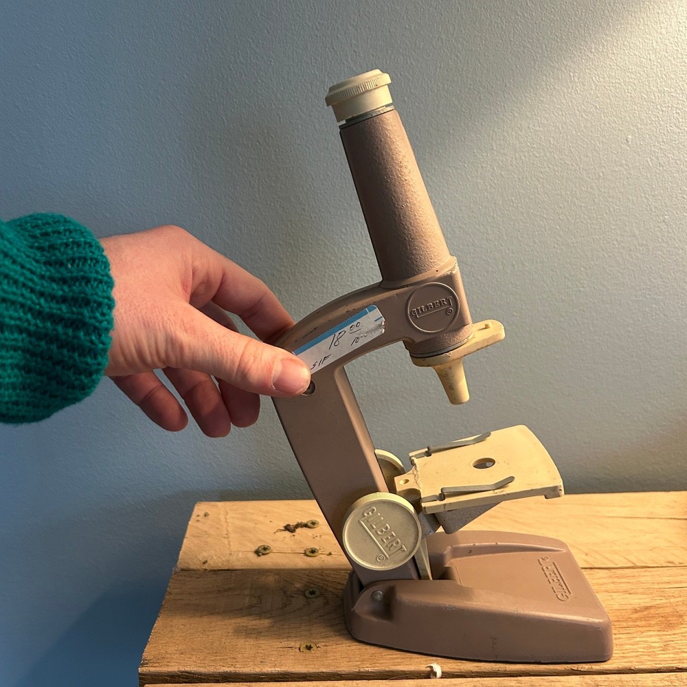 Vintage Gilbert Microscope & Lab Set, 1950s Metal Scope, Untested