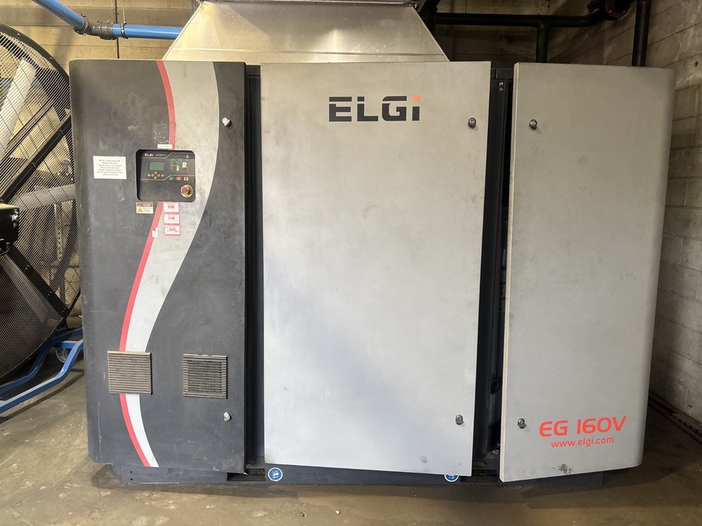 USED 200-HP ELGI ENCLOSED ROTARY AIR COMPRESSOR^