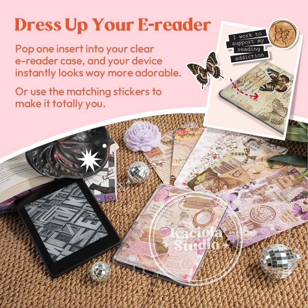 12PCS Inserts Cardstock for -reader, 50PCS Stickers for Clear Case Insert, 6....
