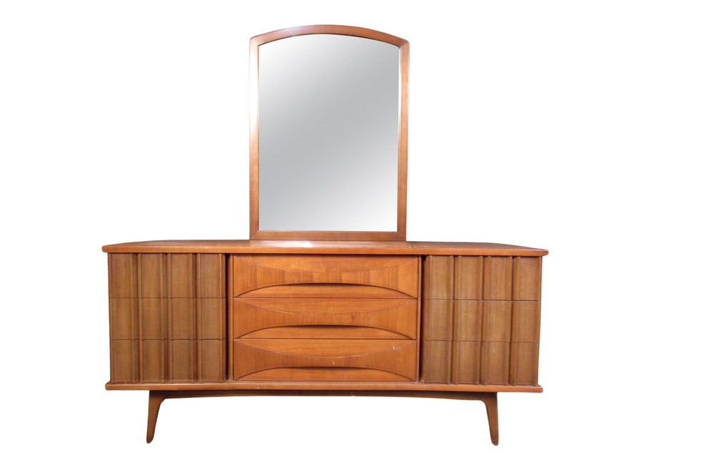 Mid-Century Walnut Sideboard w Mirror