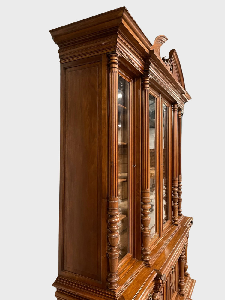1900 Walnut Renaissance Style Bookcase