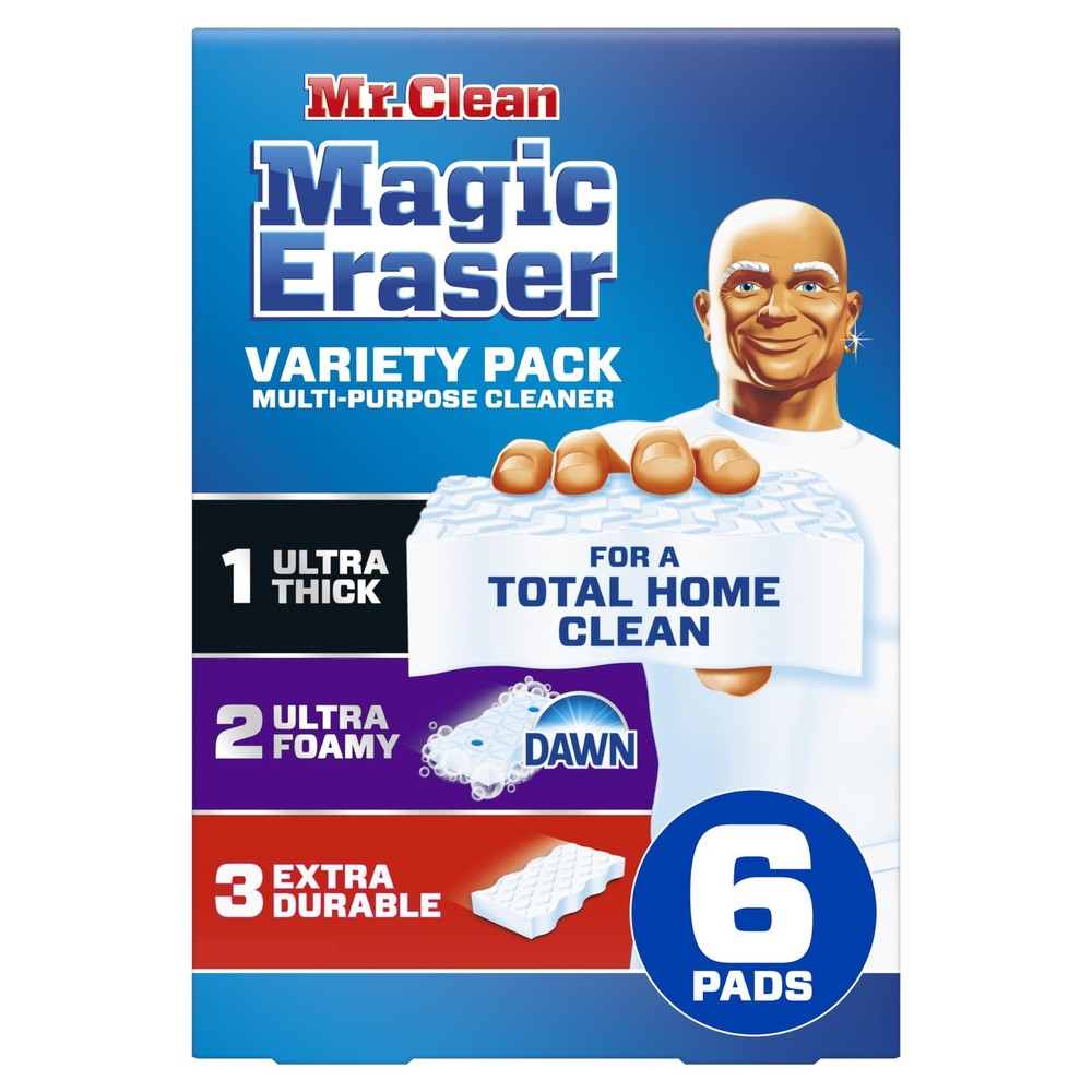 Mr. Clean Magic Eraser Sponge, All Purpose Cleaner, Cleaning 6 Count, White
