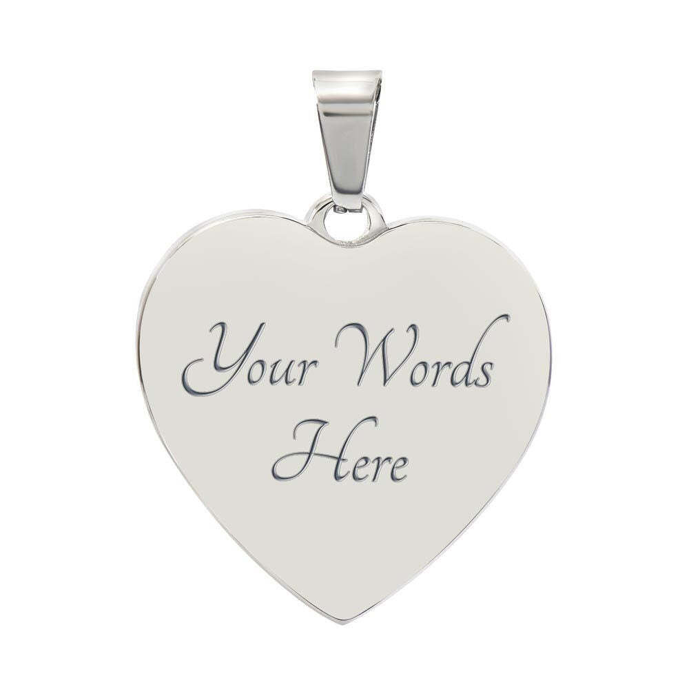 Graphic Heart Pendant + Necklace - Circular Floral Pattern