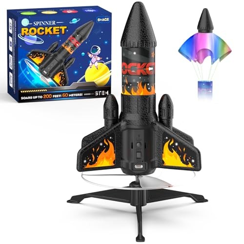 Rocket Launcher for Kids, 200 ft Self Launching Motorized Rocket Toy Orange