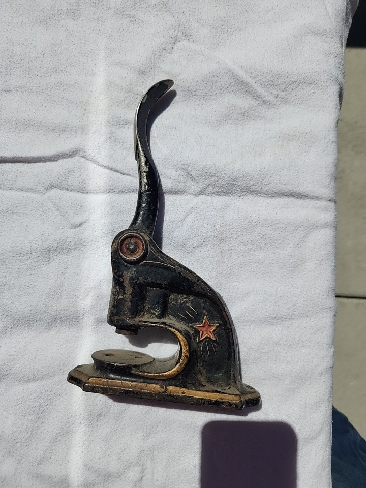 Vintage Cast Iron Notory Hand Press Embossing Machine