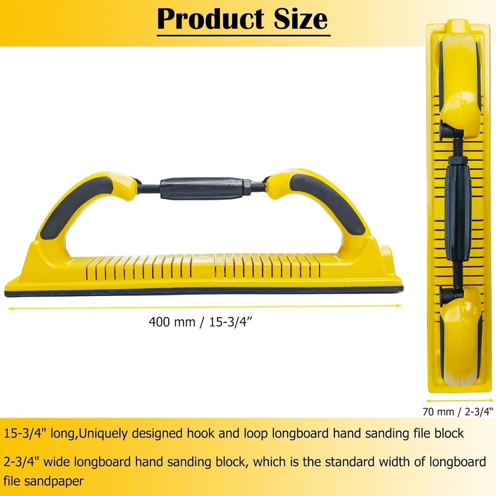 2-3/4"x15-3/4"Adjustable Radius Flex Longboard Hand Sanding File Block with Hook