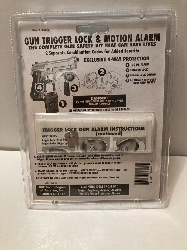 NEW DAC Technologies Gun Trigger Lock & Motion Alarm