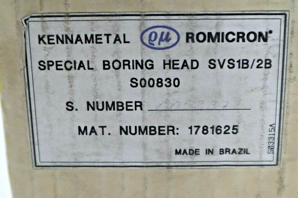 KENNAMETAL, ROMICRON SVS1B 12B FINE BORING SYSTEM B258