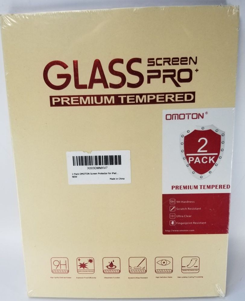 OMOTON iPad Screen Protector 2-Pack tempered glass 9H Scratch Resistant