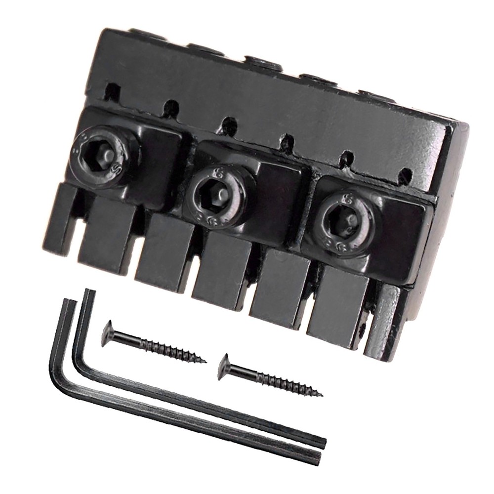 Black Zinc Alloy Locking Nut Replacement for Headless 6-String Guitar Models