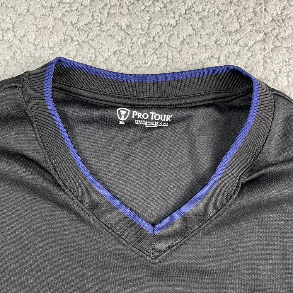 Pro Tour Black V-Neck Pullover Sweater Golf Jacket XL Performance