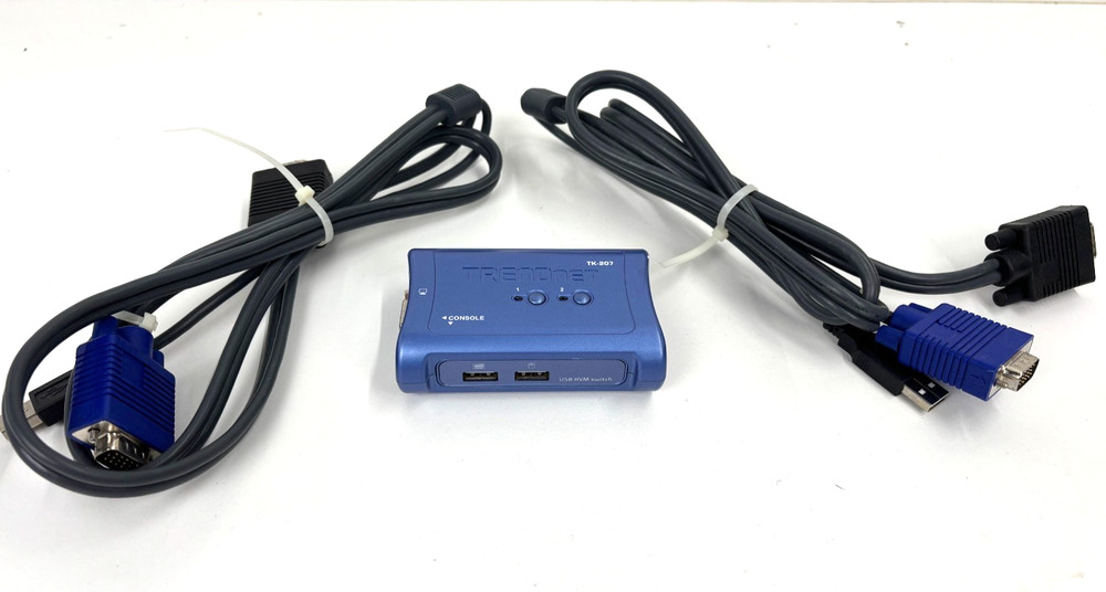 TRENDnet TK207 2-port USB Blue KVM Switch Cable Kit + Cables